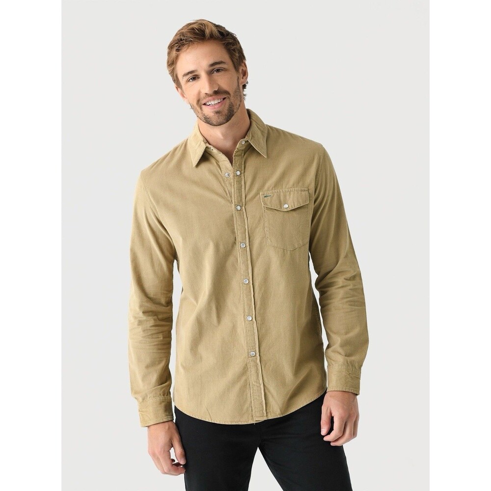 NWT Criquet Corduroy Pearl Snap Long Sleeve Shirt Men’s XL Beige Brown Western